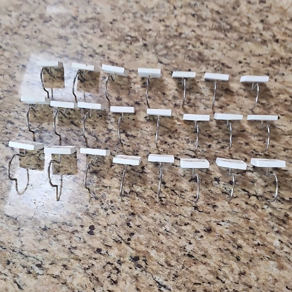 Set of 23 wooden Floral Shower Curtain Hooks square ~ 1.5 x 1.5 inches